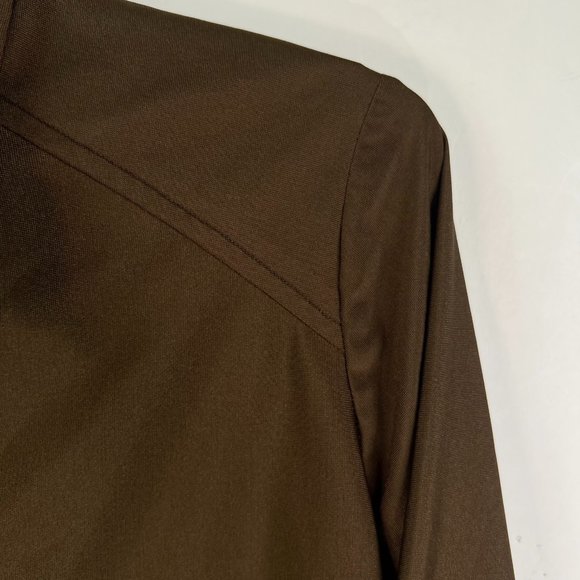 Vintage Adelaar Button Up Blouse Womens 1C L Brown Poly Made in USA ILGWU - Picture 2 of 8